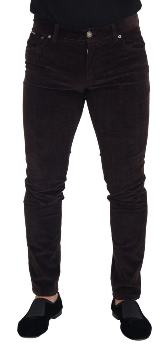 Dolce & Gabbana Brown Corduroy Men Casual Trouser Pants Dolce & Gabbana
