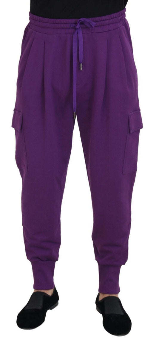 Dolce & Gabbana Purple Cotton Cargo Sweatpants Jogging Pants Dolce & Gabbana