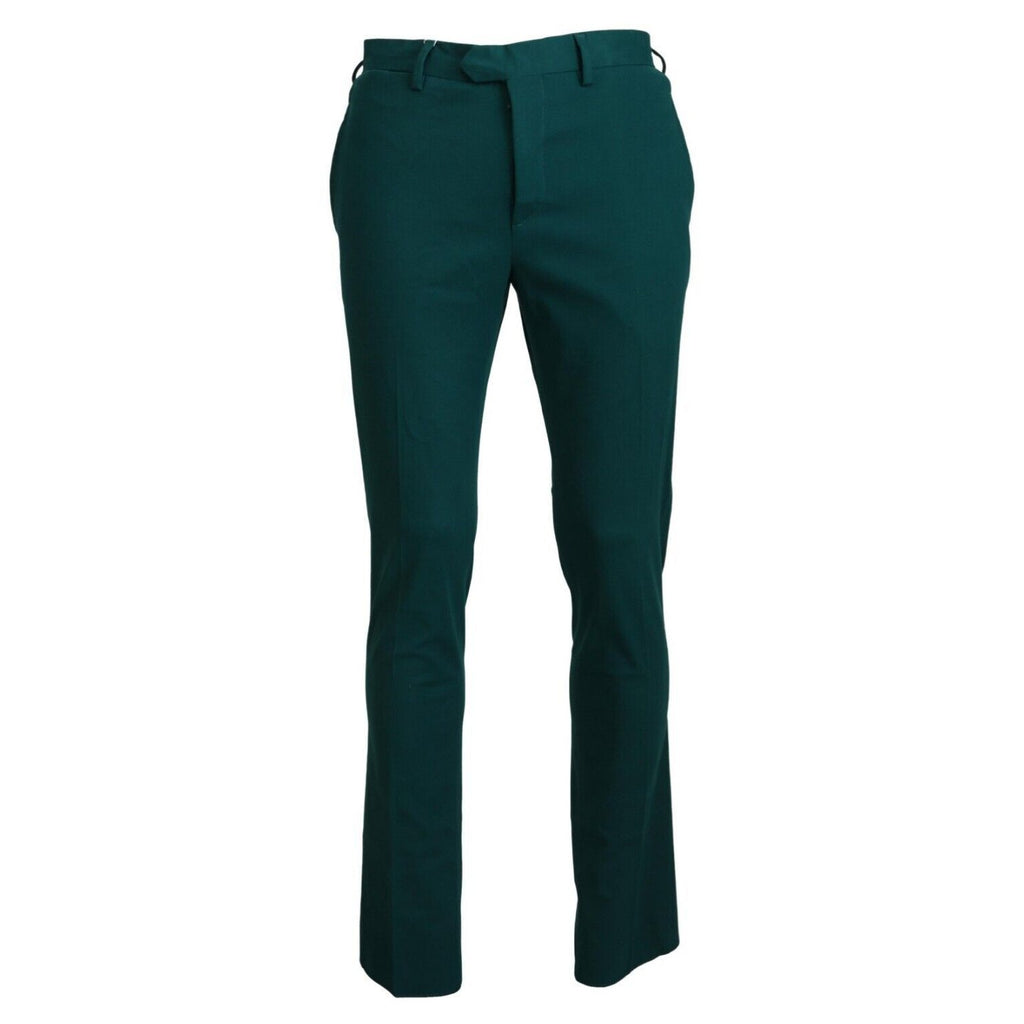 BENCIVENGA Green Straight Fit Men Formal Trousers Pants