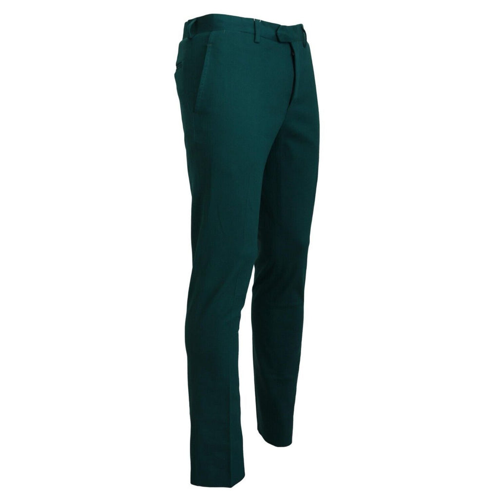BENCIVENGA Green Straight Fit Men Formal Trousers Pants