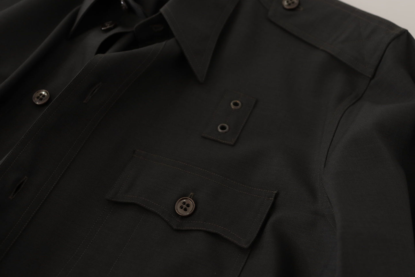 Dolce & Gabbana Dark Green Cotton Slim Fit Casual Men Shirt Dolce & Gabbana