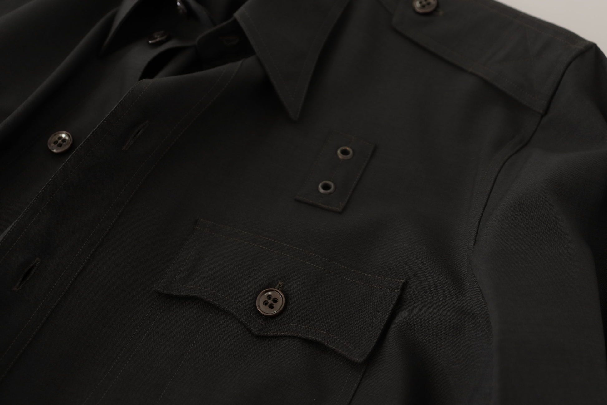 Dolce & Gabbana Dark Green Cotton Slim Fit Casual Men Shirt Dolce & Gabbana