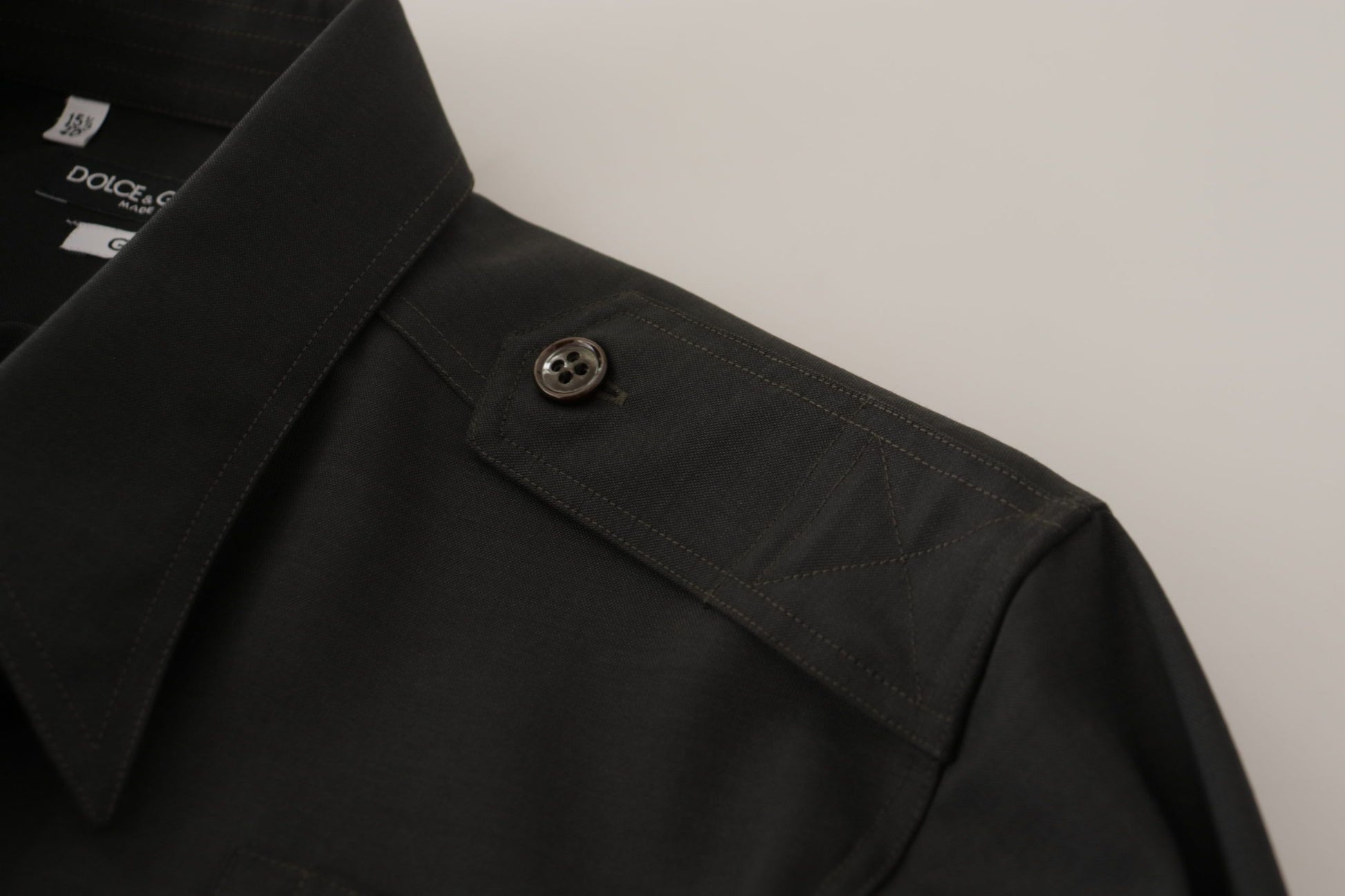 Dolce & Gabbana Dark Green Cotton Slim Fit Casual Men Shirt Dolce & Gabbana