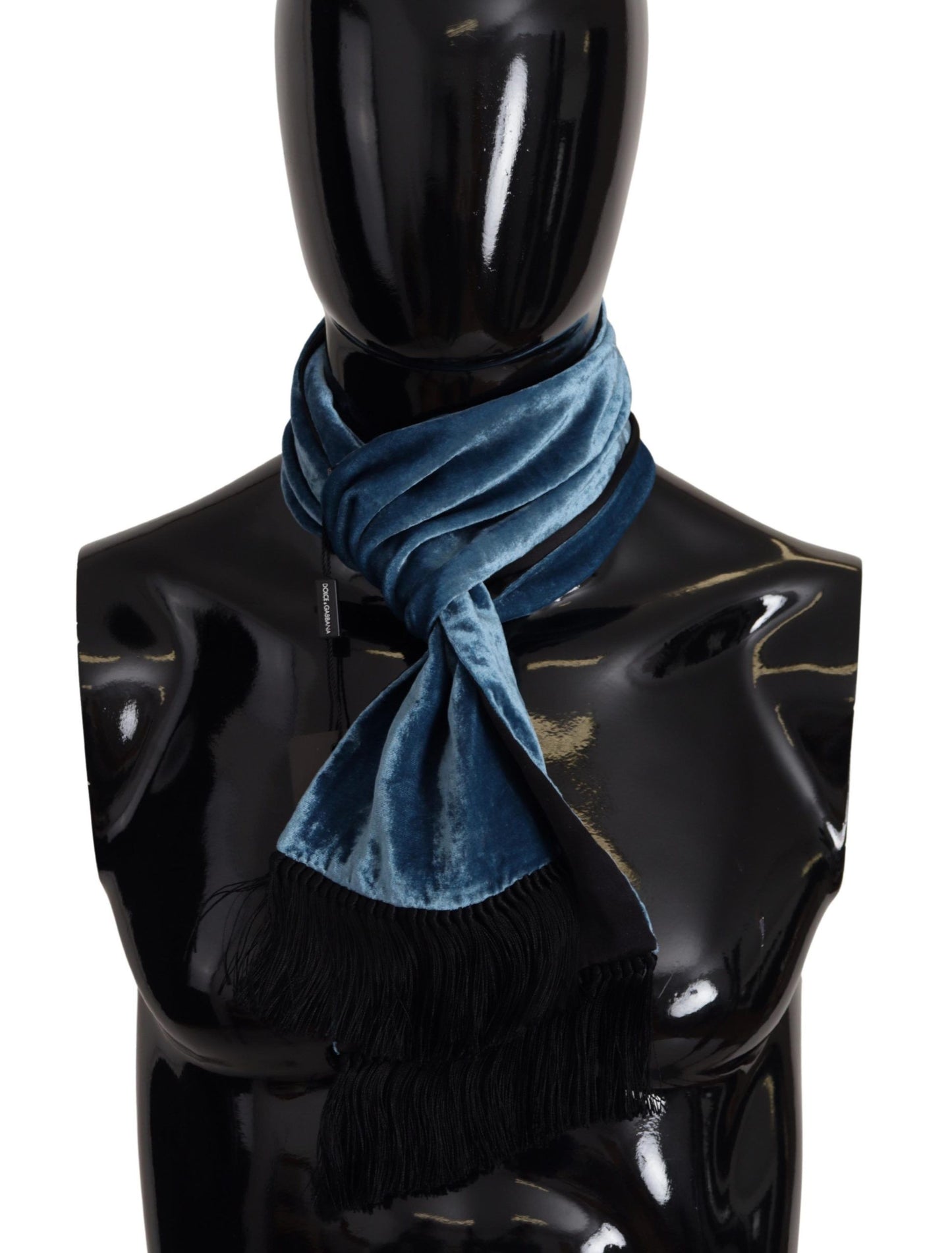 Dolce & Gabbana Blue Velvet Solid Neck Warmer Men's Shawl Scarf Dolce & Gabbana