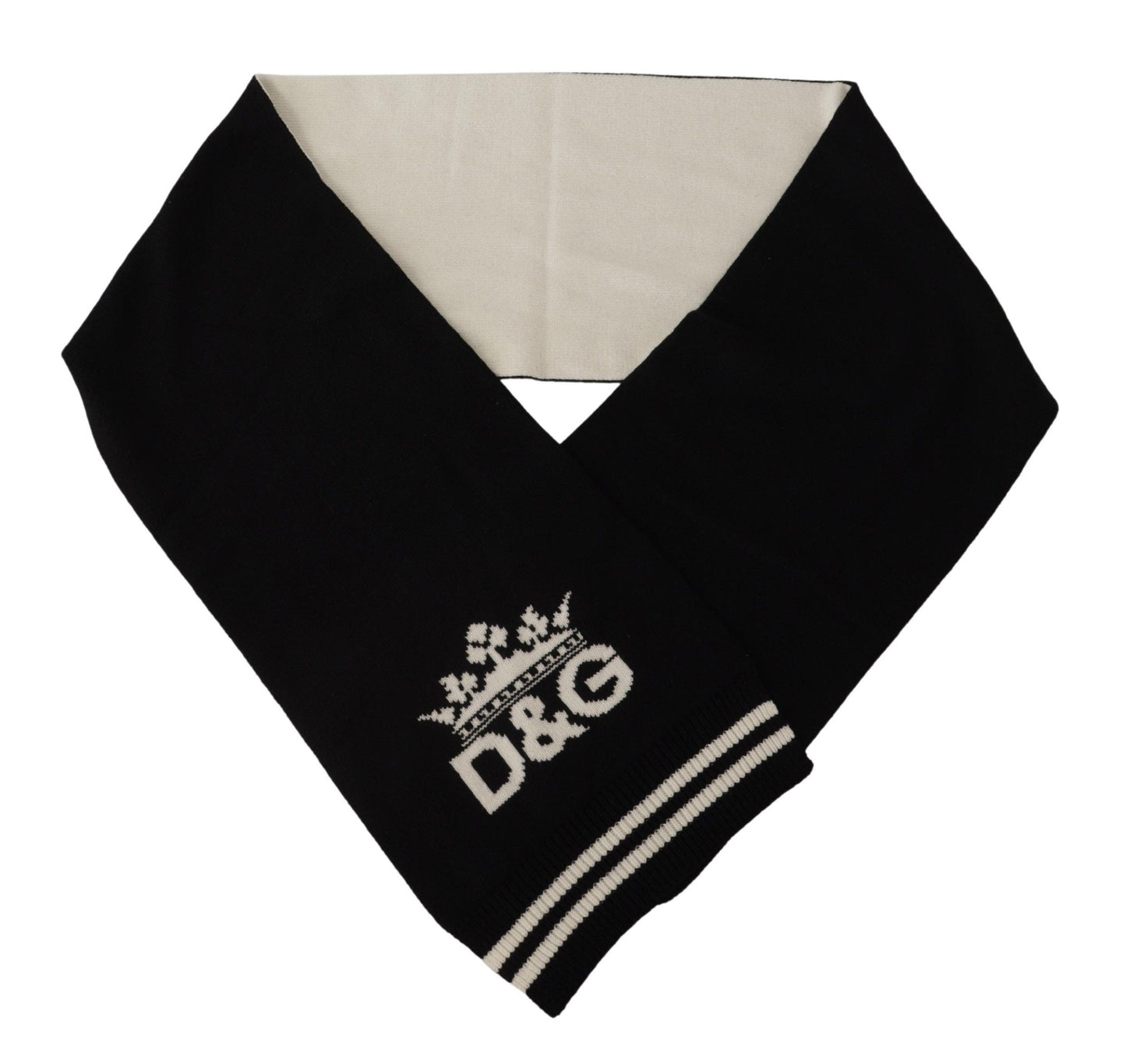 Dolce & Gabbana Black White Cotton DG Printed Cashmere Shawl Scarf Dolce & Gabbana