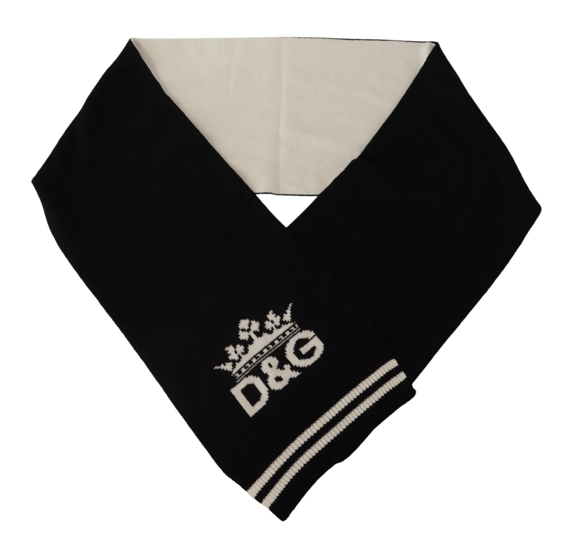 Dolce & Gabbana Black White Cotton DG Printed Cashmere Shawl Scarf Dolce & Gabbana