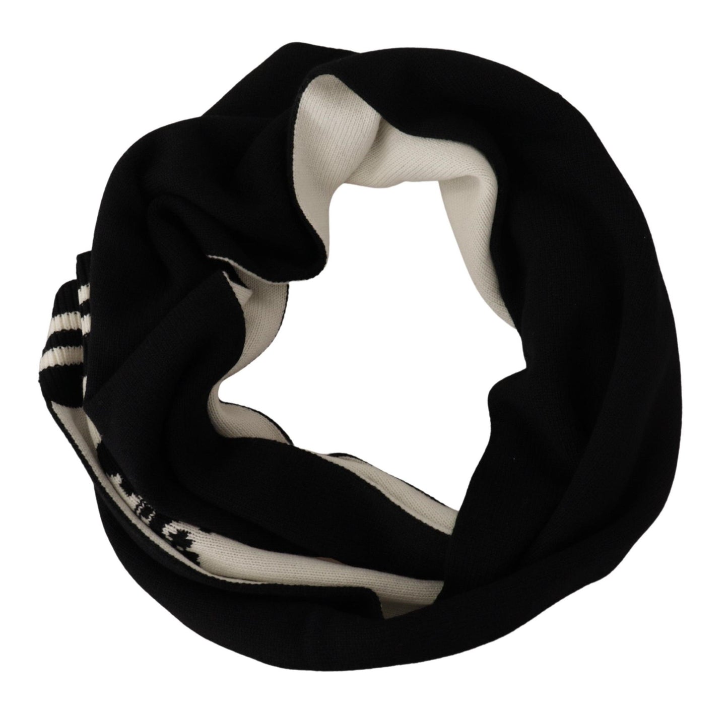 Dolce & Gabbana Black White Cotton DG Printed Cashmere Shawl Scarf Dolce & Gabbana