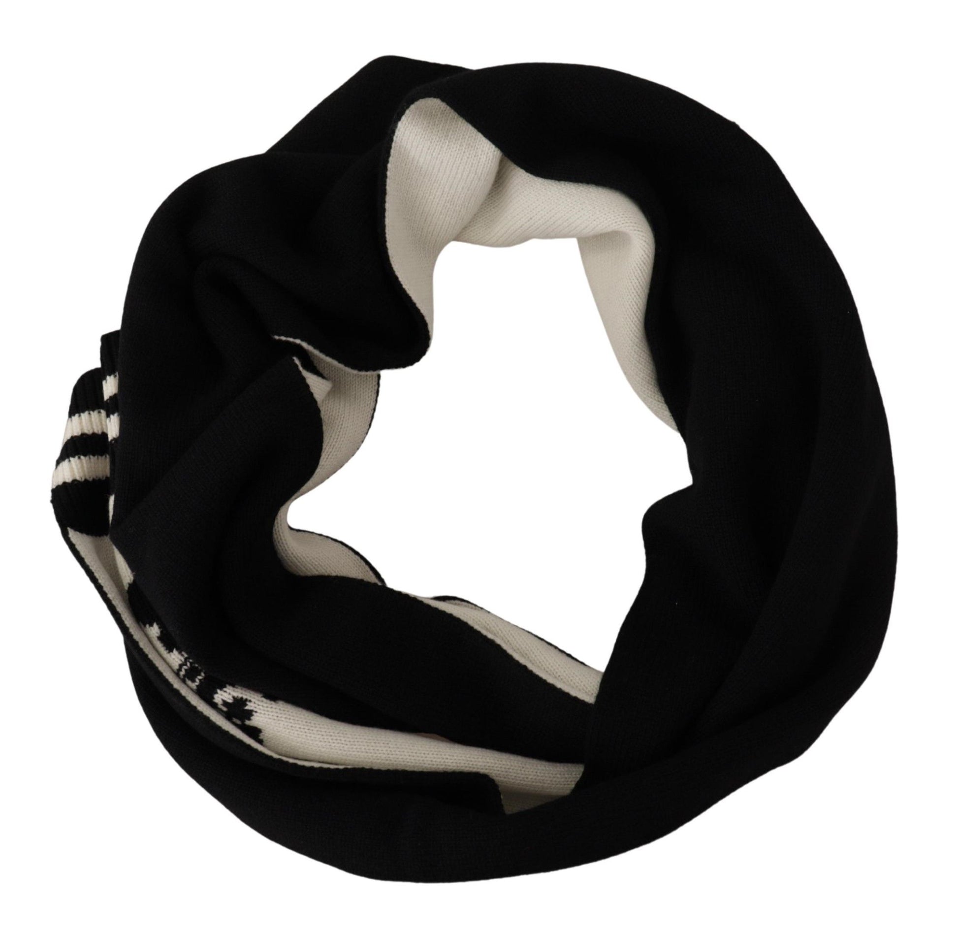 Dolce & Gabbana Black White Cotton DG Printed Cashmere Shawl Scarf Dolce & Gabbana