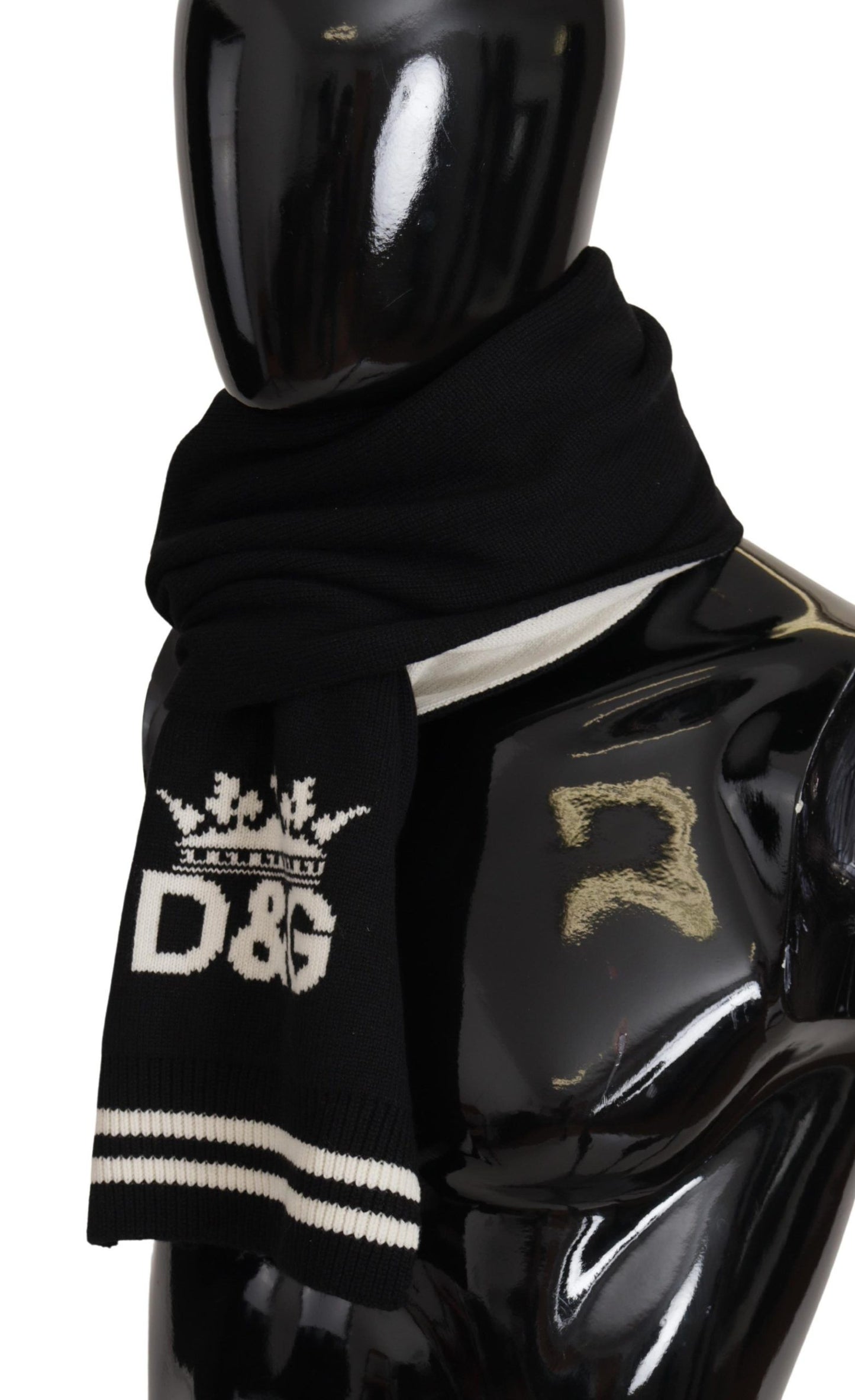 Dolce & Gabbana Black White Cotton DG Printed Cashmere Shawl Scarf Dolce & Gabbana
