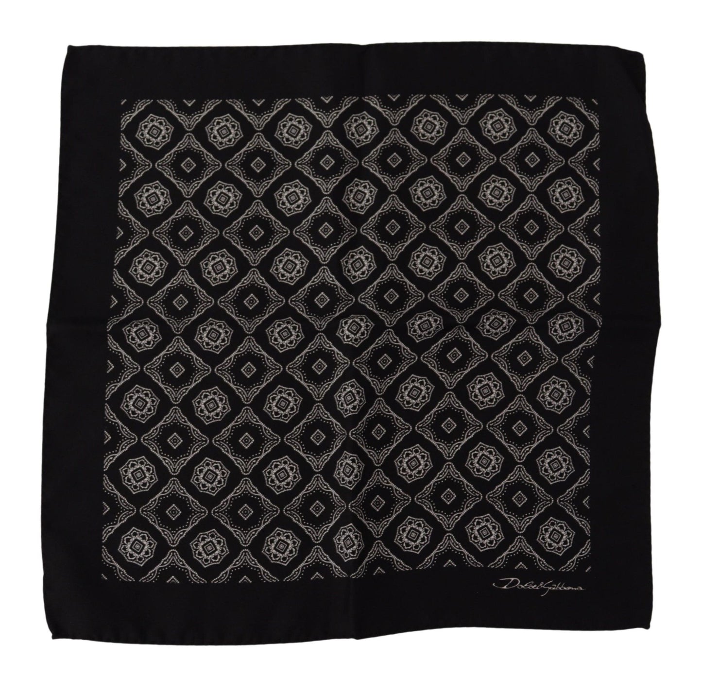 Dolce & Gabbana Black Geometric Patterned Square Handkerchief Scarf Dolce & Gabbana