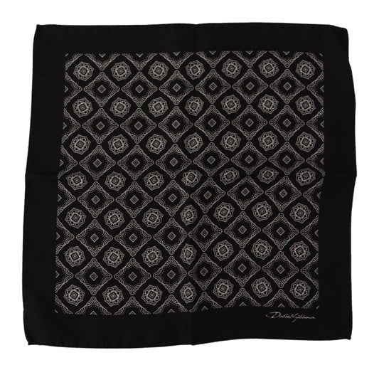 Dolce & Gabbana Black Geometric Patterned Square Handkerchief Scarf Dolce & Gabbana