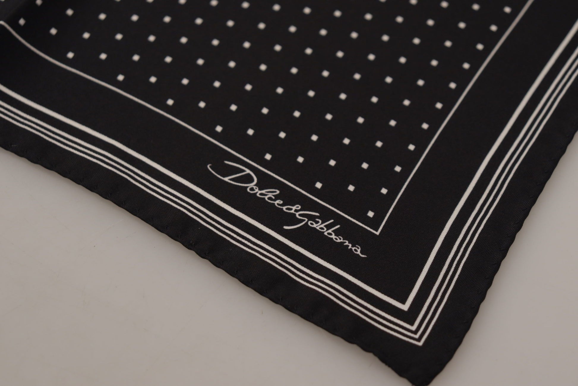 Dolce & Gabbana Black Polka Dots DG Logo Square Handkerchief Dolce & Gabbana
