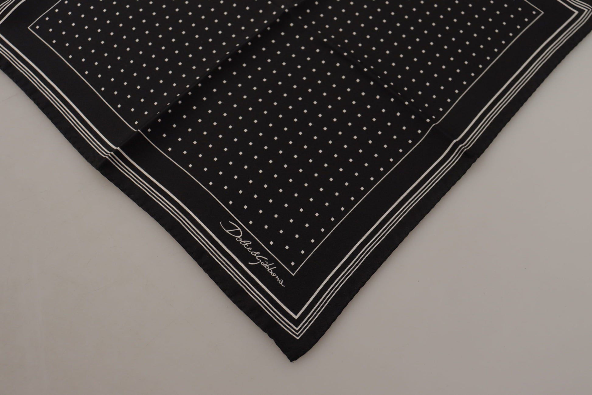 Dolce & Gabbana Black Polka Dots DG Logo Square Handkerchief Dolce & Gabbana