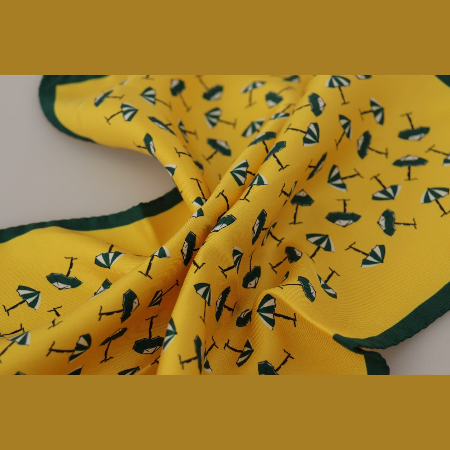Dolce & Gabbana Yellow Printed DG Logo Square Mens Handkerchief Scarf
