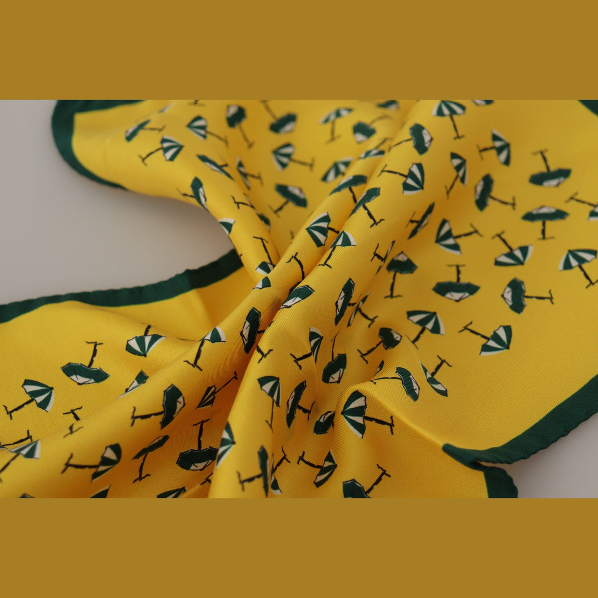 Dolce & Gabbana Yellow Printed DG Logo Square Mens Handkerchief Scarf
