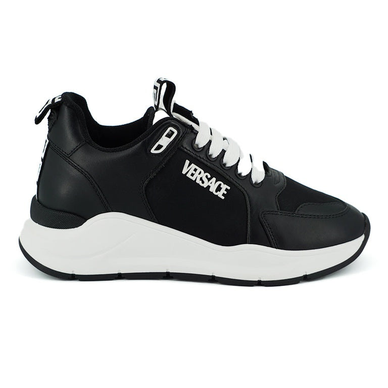 Versace Elegant Monochrome Leather Sneakers Versace
