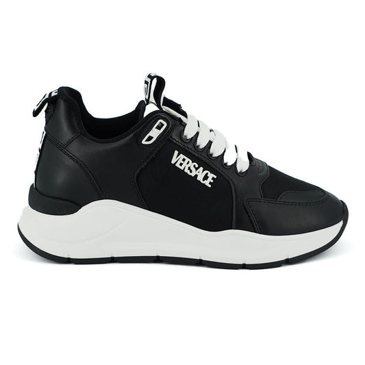 Versace Elegant Monochrome Leather Sneakers Versace