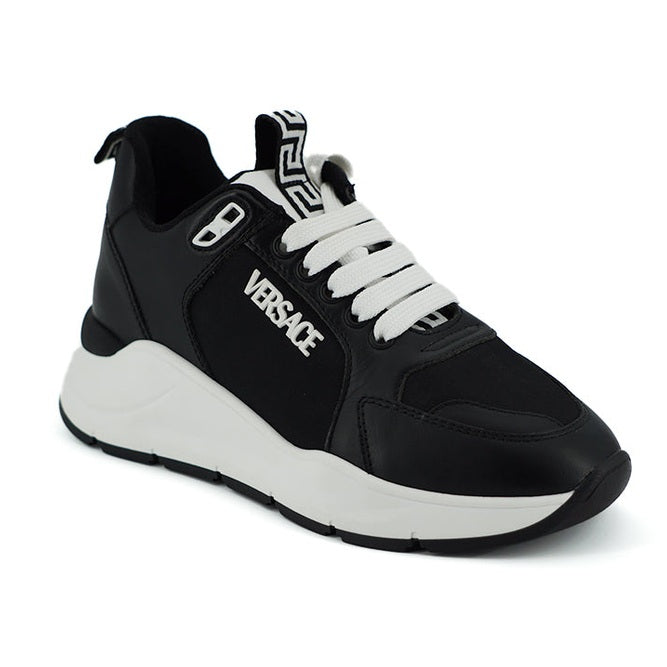Versace Elegant Monochrome Leather Sneakers Versace