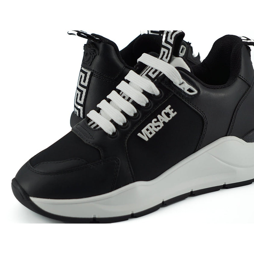 Versace Elegant Monochrome Leather Sneakers Versace