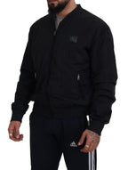 Dolce & Gabbana Black Nylon Logo Bomber Zipper Jacket - Eljoys Fashion 