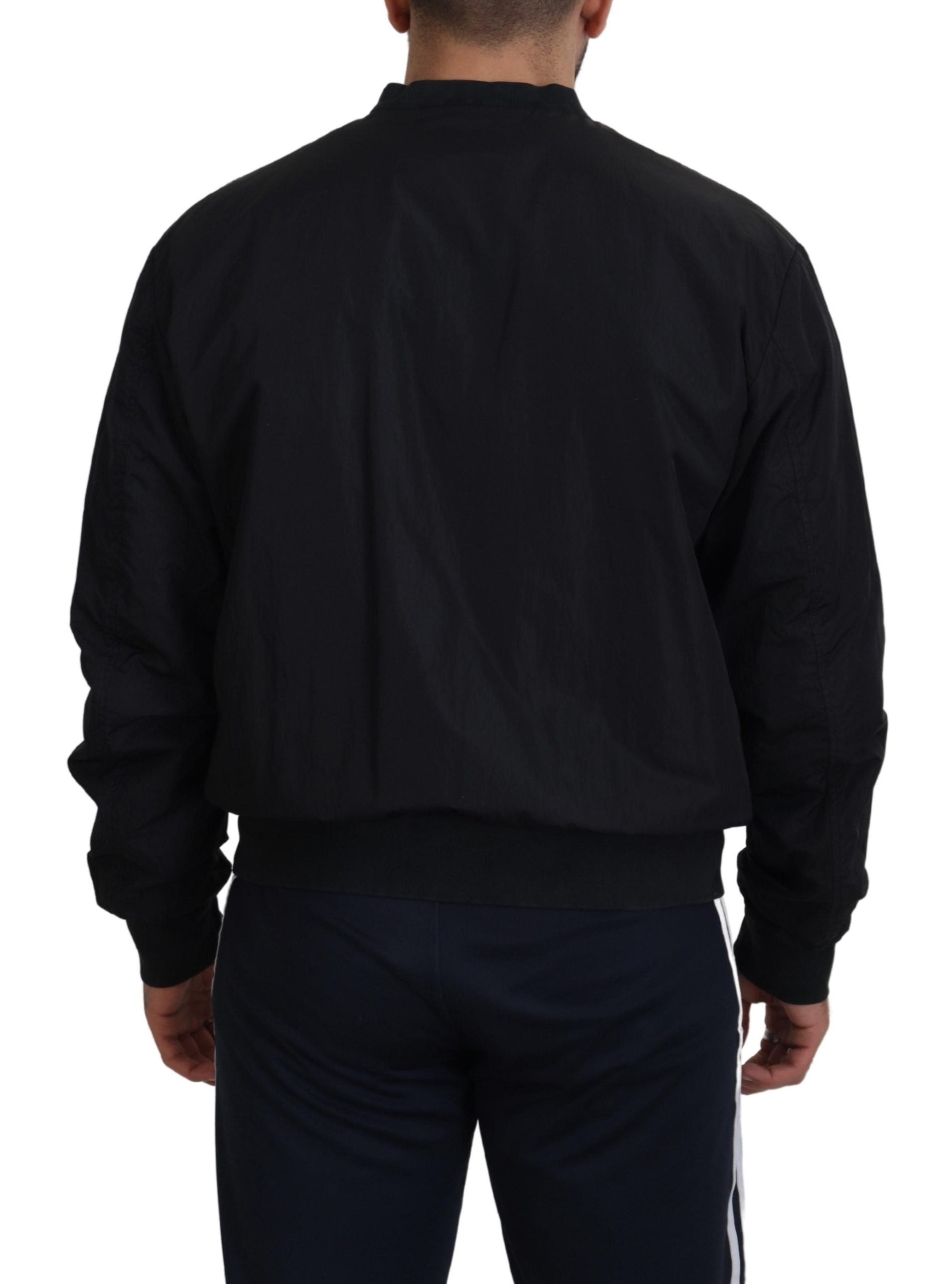 Dolce & Gabbana Black Nylon Logo Bomber Zipper Jacket Dolce & Gabbana