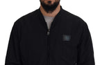 Dolce & Gabbana Black Nylon Logo Bomber Zipper Jacket - Eljoys Fashion 