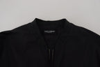Dolce & Gabbana Black Nylon Logo Bomber Zipper Jacket - Eljoys Fashion 
