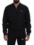 Dolce & Gabbana Black Nylon Logo Bomber Zipper Jacket - Eljoys Fashion 