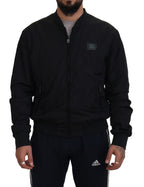 Dolce & Gabbana Black Nylon Logo Bomber Zipper Jacket - Eljoys Fashion 