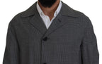 Dolce & Gabbana Gray Wool Plaid Long Trench Coat Jacket Trench Coat Jacket - Eljoys Fashion 
