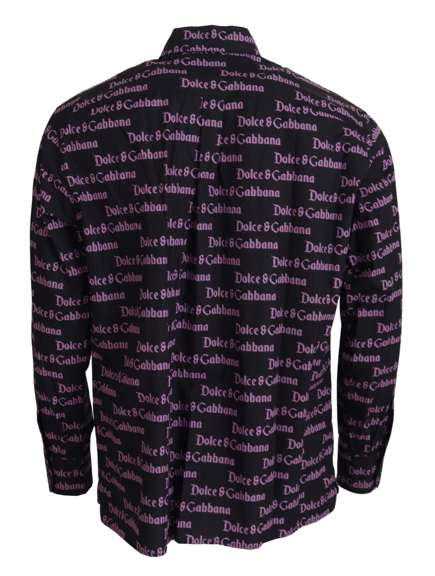 Dolce & Gabbana Black Purple Logo Slim Dress Formal Shirt Dolce & Gabbana