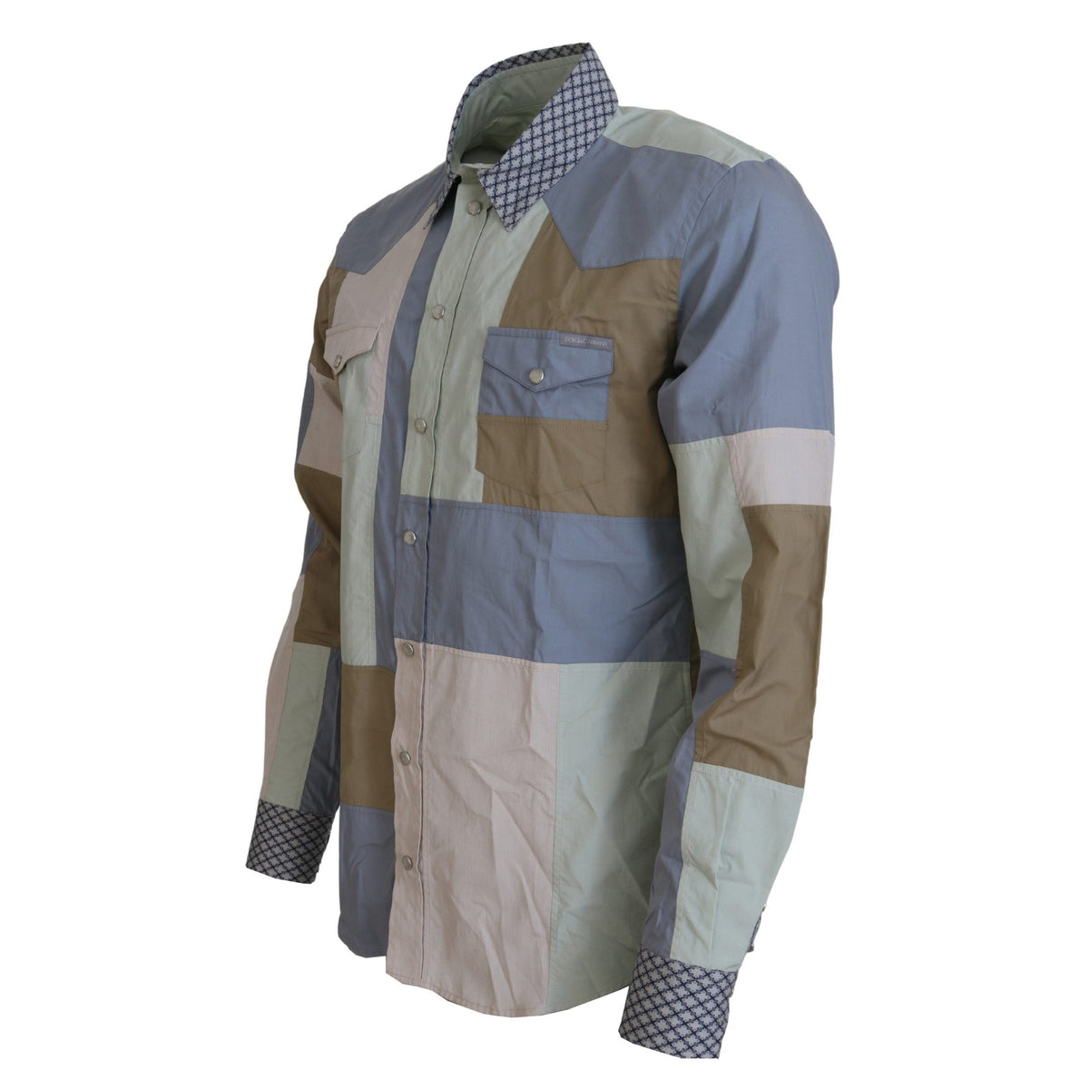 Dolce & Gabbana Multicolor Cotton Patchwork Slim Shirt