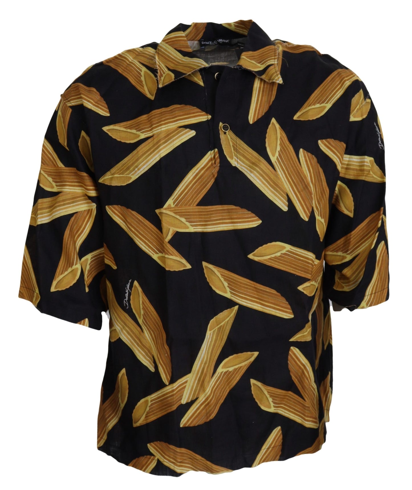 Dolce & Gabbana Black Casual Penne Rigate Linen Casual Shirt Dolce & Gabbana