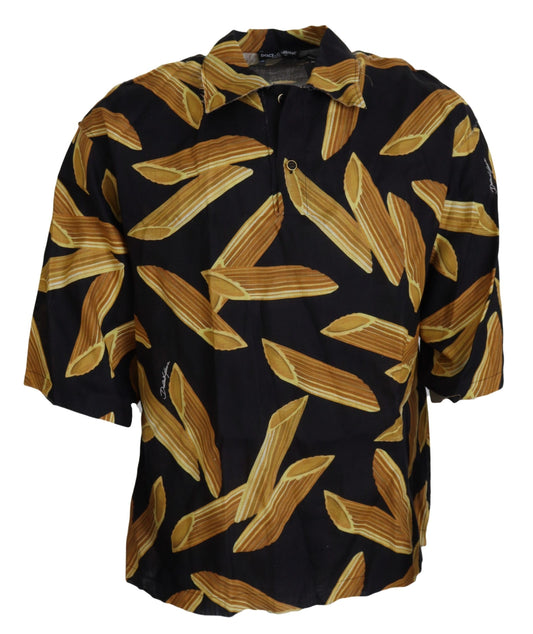 Dolce & Gabbana Black Casual Penne Rigate Linen Casual Shirt Dolce & Gabbana