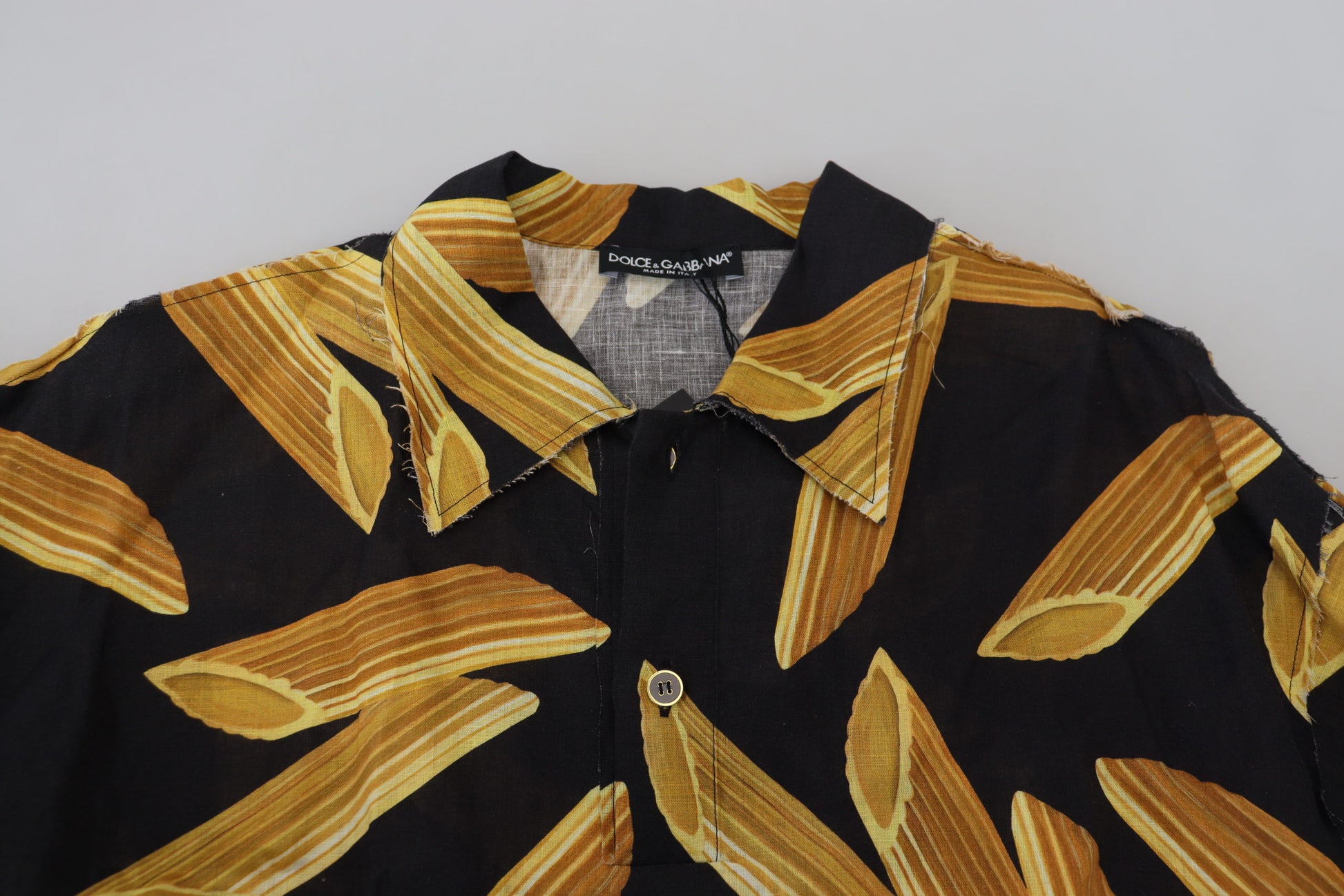 Dolce & Gabbana Black Casual Penne Rigate Linen Casual Shirt Dolce & Gabbana