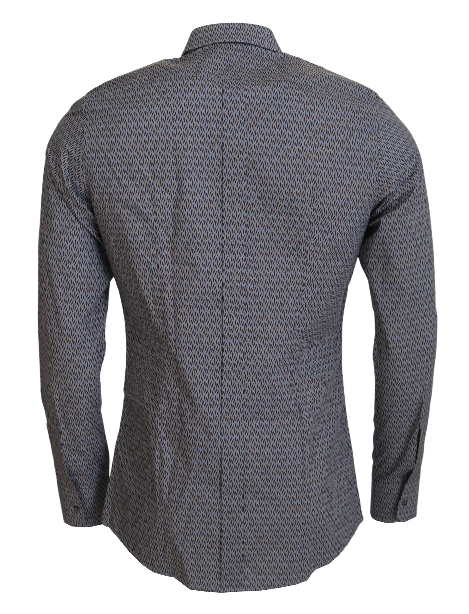 Dolce & Gabbana Gray Brown GOLD Slim Fit Dress Formal Shirt Dolce & Gabbana