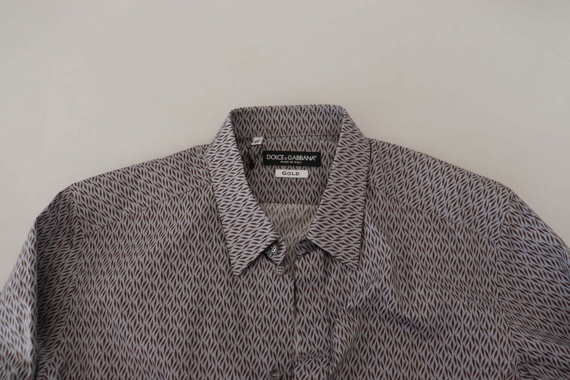 Dolce & Gabbana Gray Brown GOLD Slim Fit Dress Formal Shirt Dolce & Gabbana