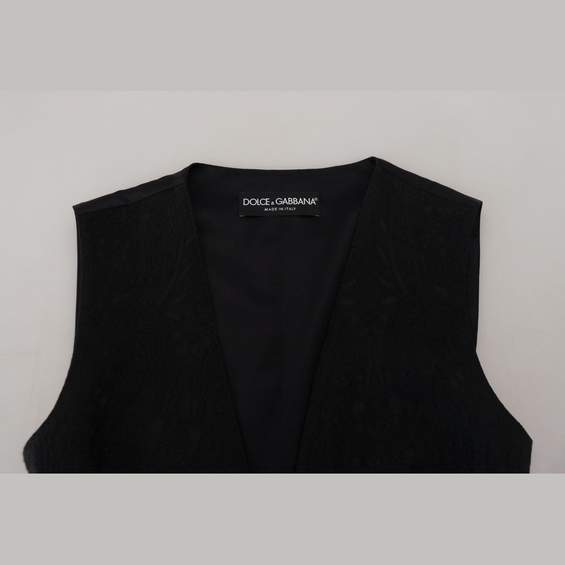 Dolce & Gabbana Black Brocade Button Down Sleeveless Vest Top Dolce & Gabbana