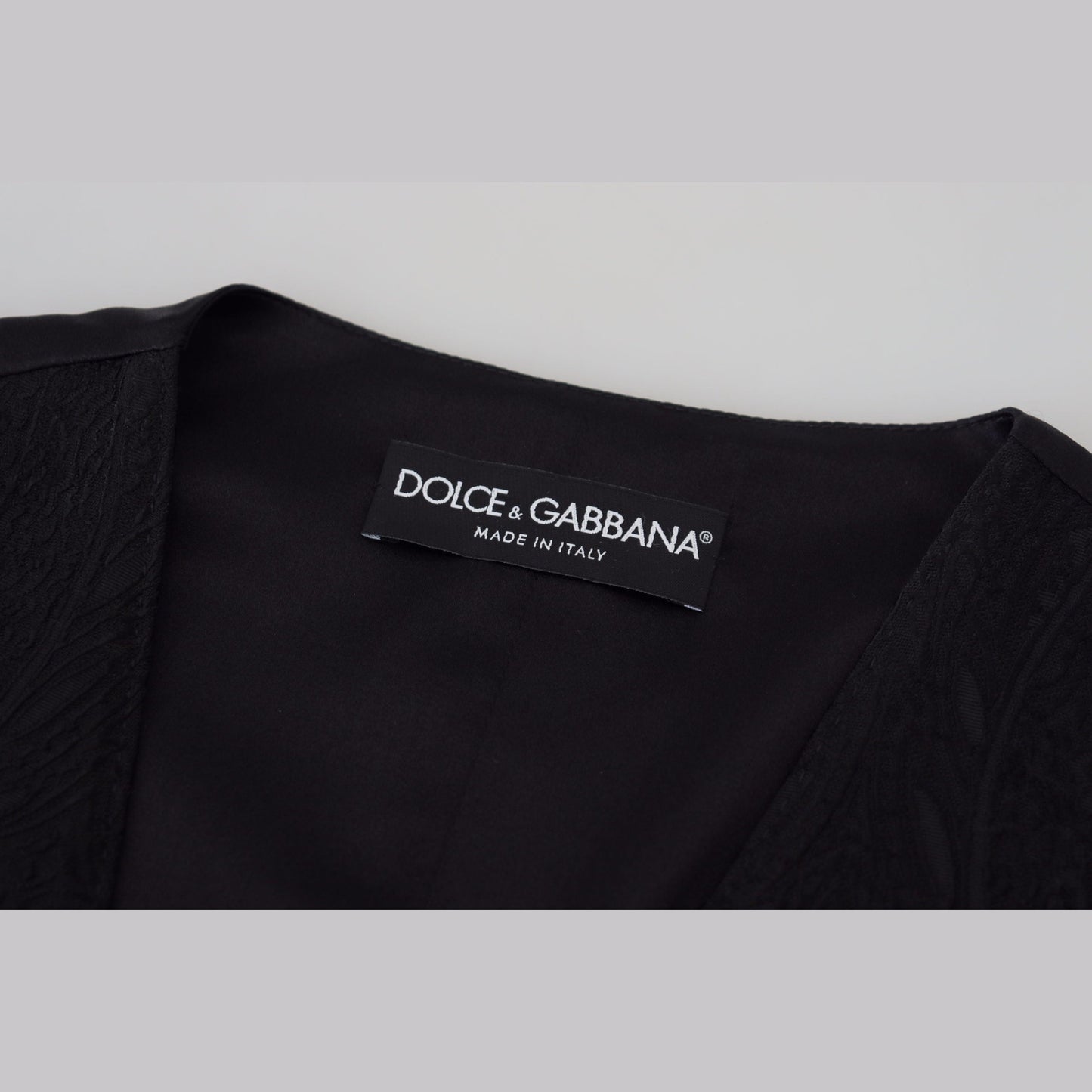 Dolce & Gabbana Black Brocade Button Down Sleeveless Vest Top Dolce & Gabbana