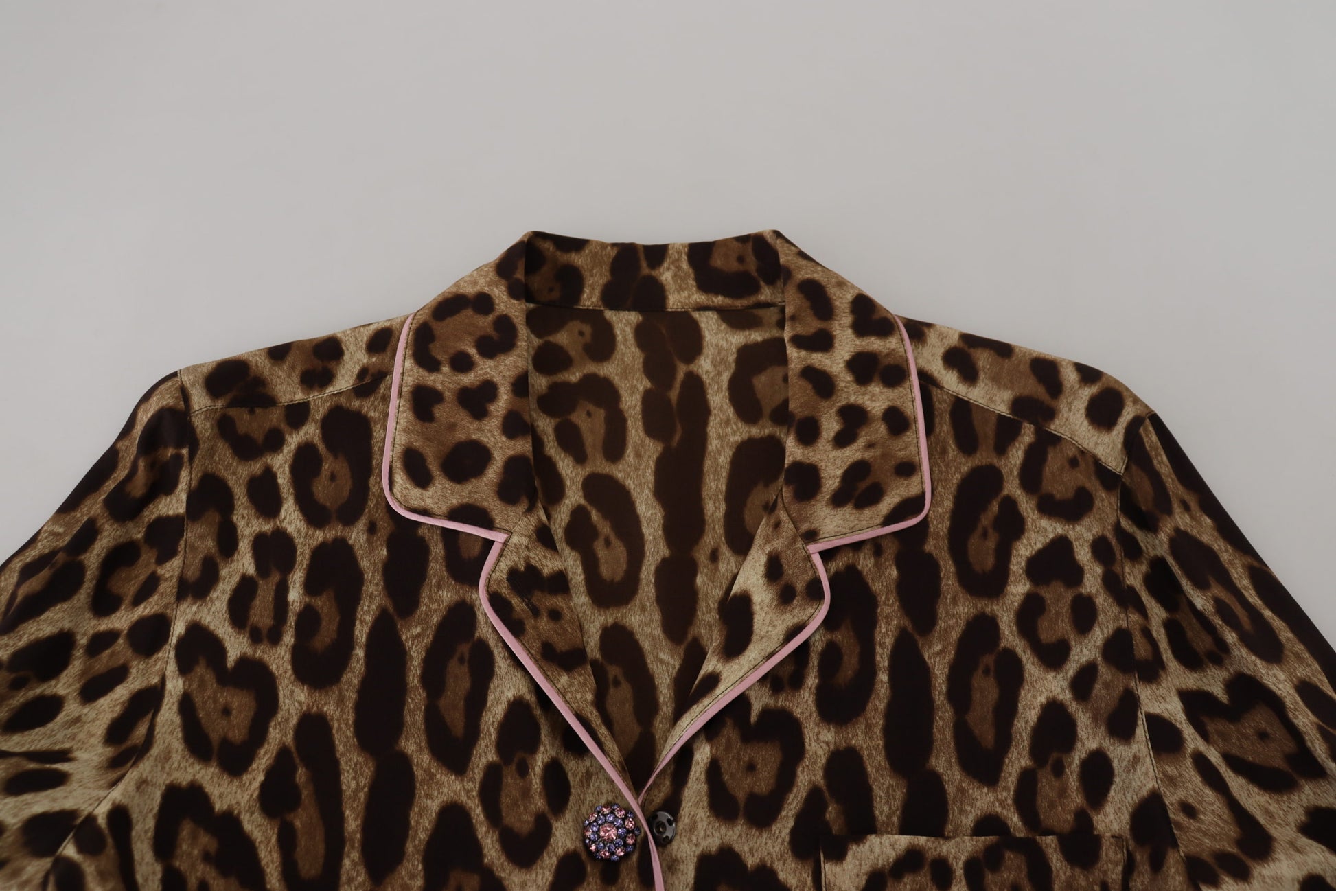 Dolce & Gabbana Brown Leopard Print Long Sleeves Blouse Top Dolce & Gabbana