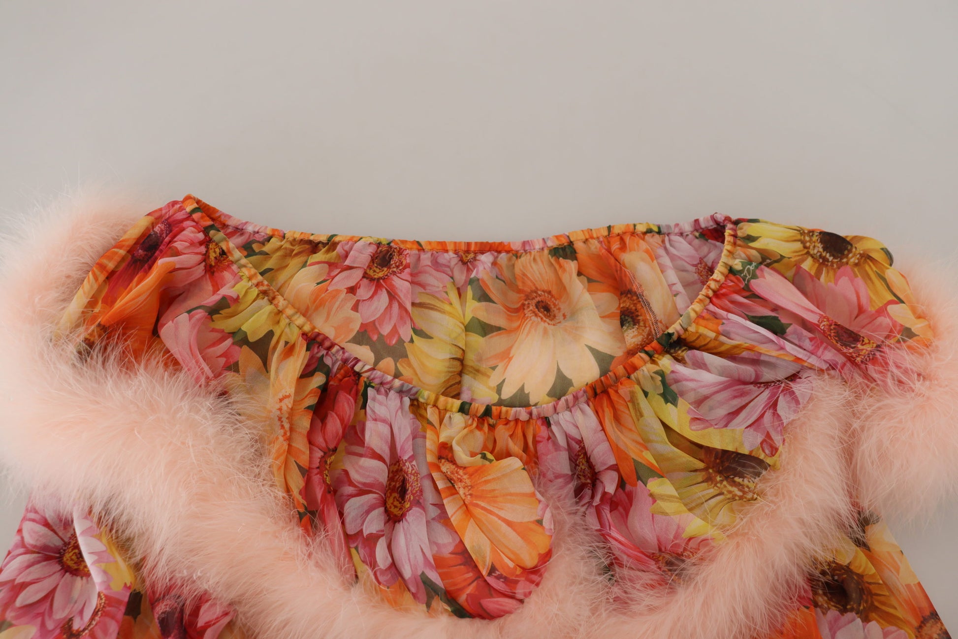 Dolce & Gabbana Multicolor Floral Fur Shearling Blouse Top Dolce & Gabbana