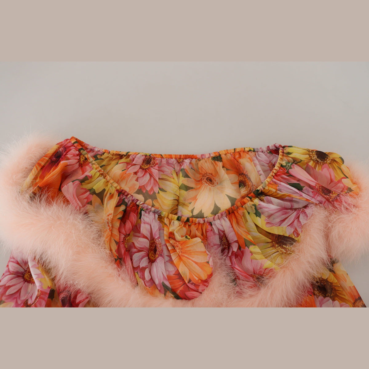 Dolce & Gabbana Multicolor Floral Fur Shearling Blouse Top