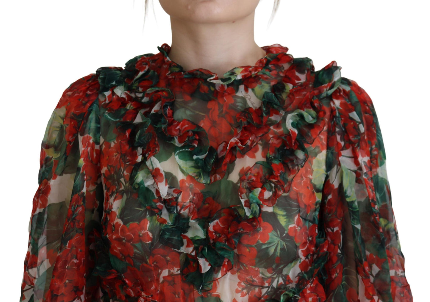 Dolce & Gabbana Multicolor Geranium A-line Knee Length Dress Dolce & Gabbana