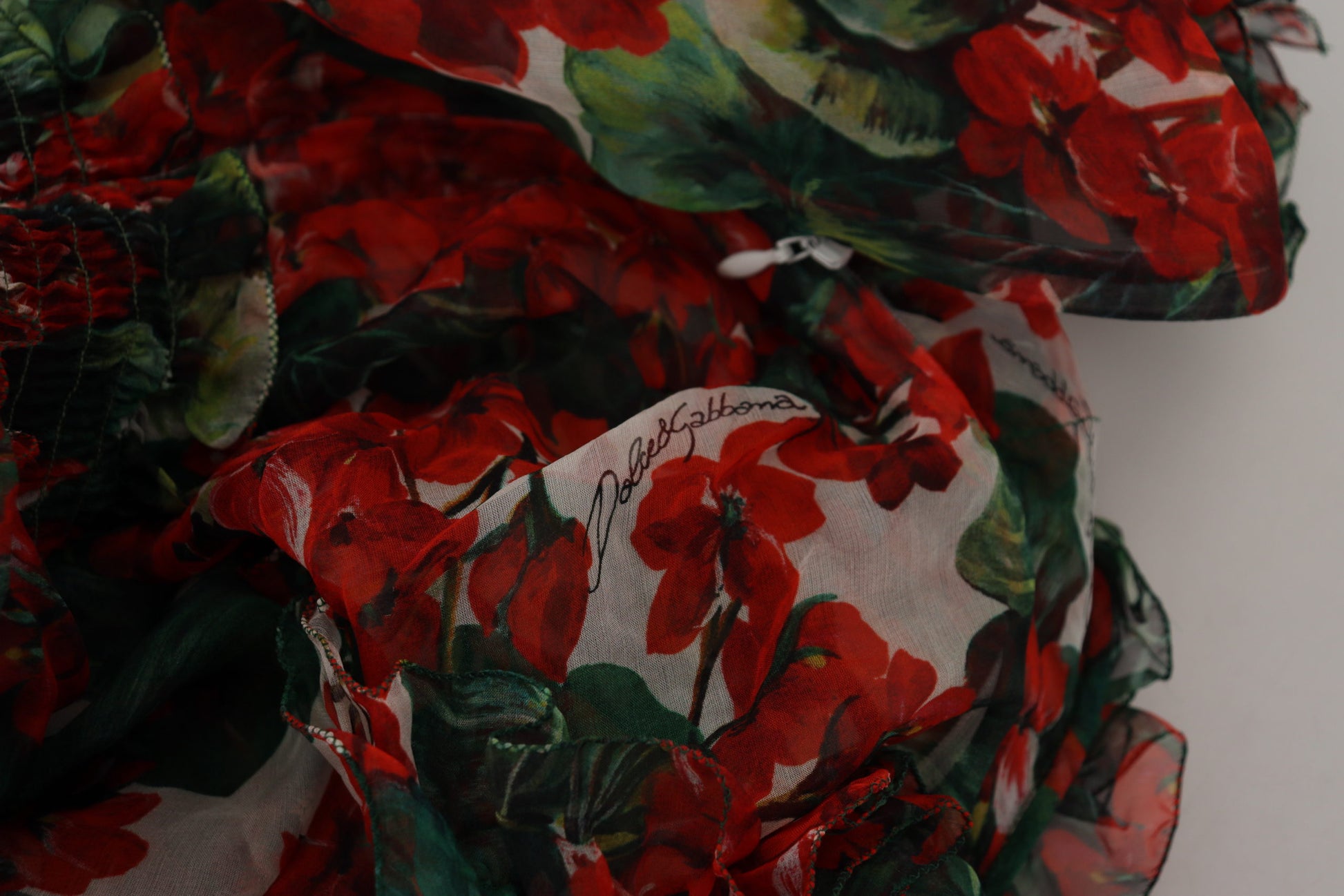 Dolce & Gabbana Multicolor Geranium A-line Knee Length Dress Dolce & Gabbana