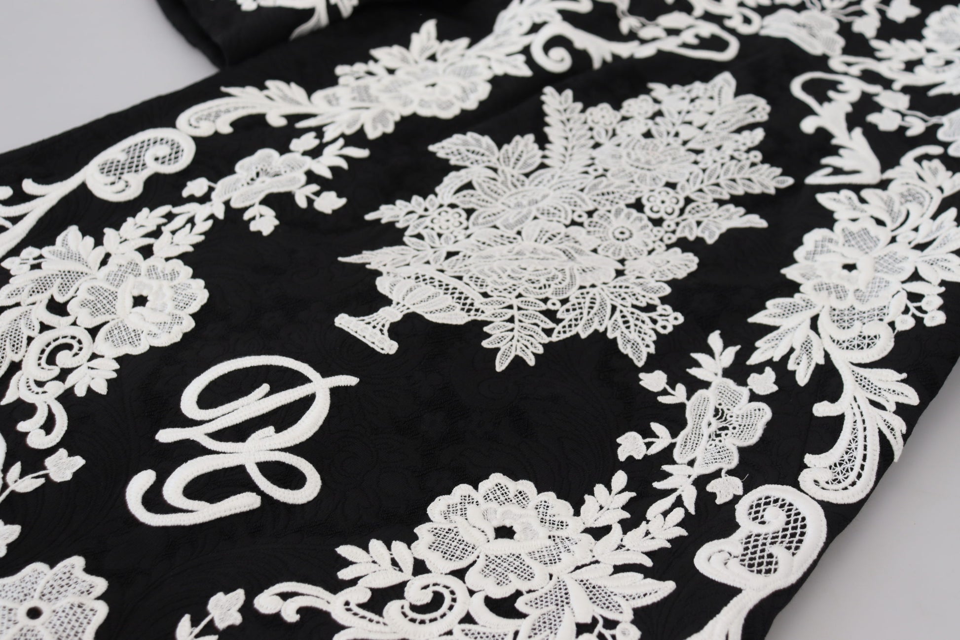 Dolce & Gabbana Black Lace Trim Half Sleeves A-line Dress Dolce & Gabbana