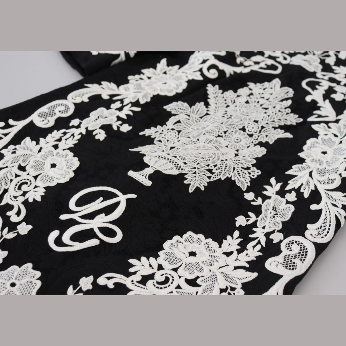 Dolce & Gabbana Black Lace Trim Half Sleeves A-line Dress