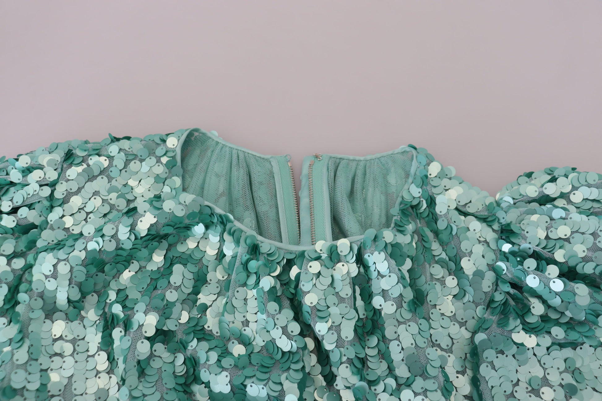 Dolce & Gabbana Blue Sequined Pleated Aline Midi Nylon Dress Dolce & Gabbana
