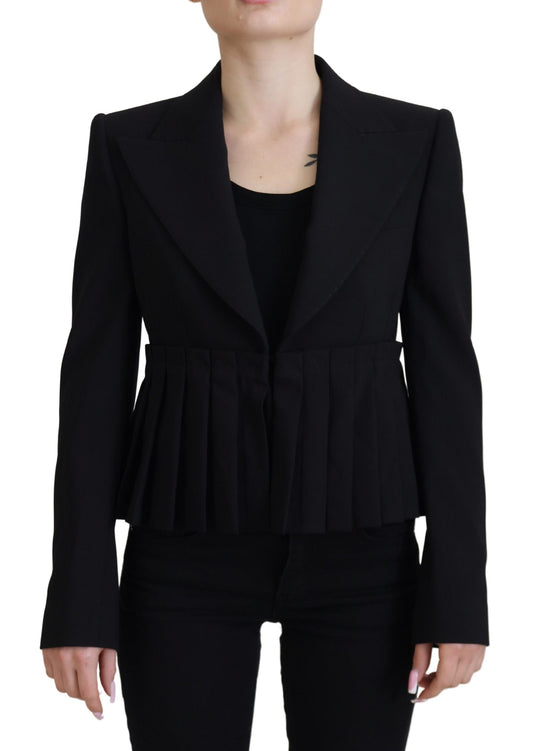 Dolce & Gabbana Black Single Breasted Fit Blazer Wool Jacket Dolce & Gabbana