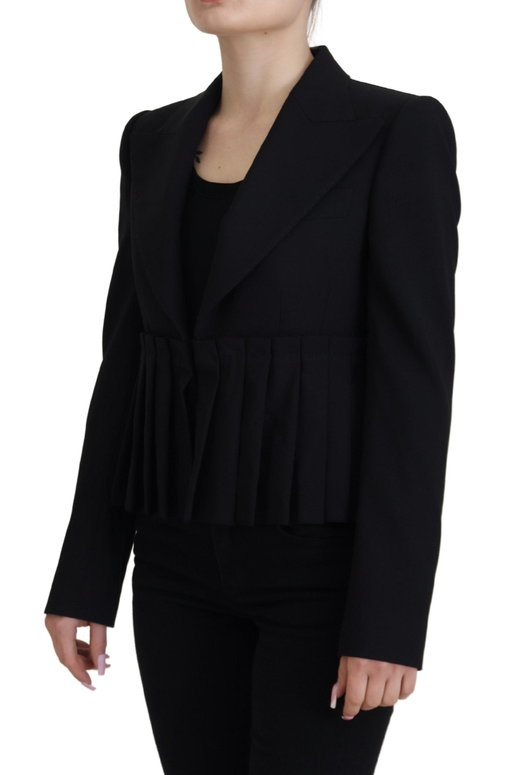 Dolce & Gabbana Black Single Breasted Fit Blazer Wool Jacket Dolce & Gabbana