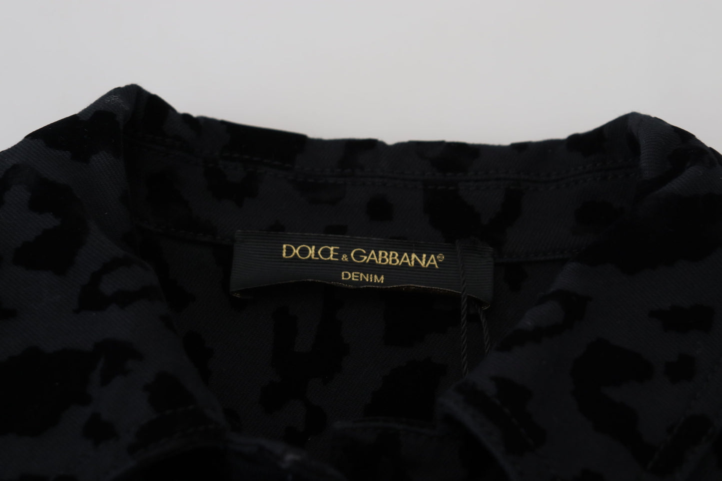 Dolce & Gabbana Black Leopard Long Sleeve Denim Cotton Jacket Dolce & Gabbana